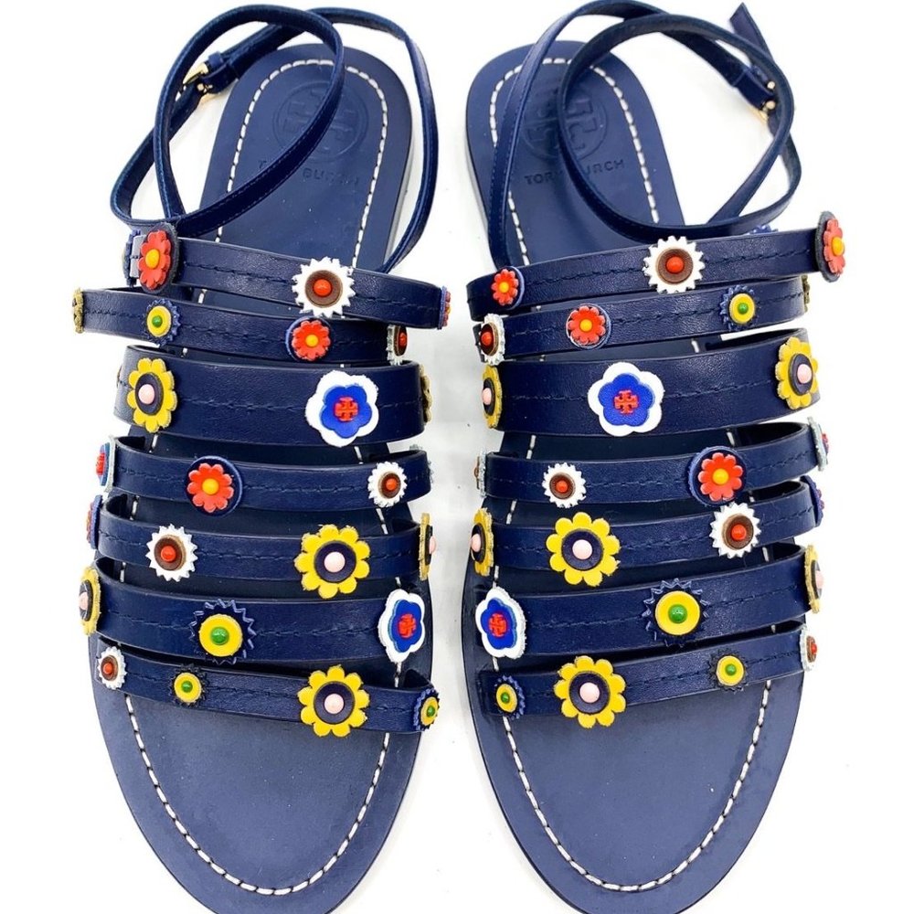 Tory Burch Marguerite Floral Appliqued Ankle Wrap